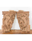 Pair of Qing Dynasty Hand-Carved Wooden Temple Corbels with Deer Motifs-2. Asian & Chinese Furniture, Art, Antiques, Vintage Home Décor for sale at FEA Home