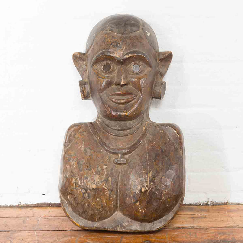 Indian 19th Century Ceremonial Wooden Mask-YN7361-2. Asian & Chinese Furniture, Art, Antiques, Vintage Home Décor for sale at FEA Home