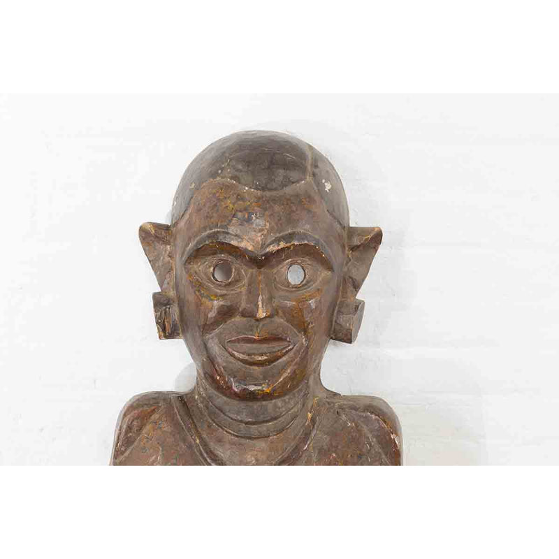 Indian 19th Century Ceremonial Wooden Mask-YN7361-4. Asian & Chinese Furniture, Art, Antiques, Vintage Home Décor for sale at FEA Home