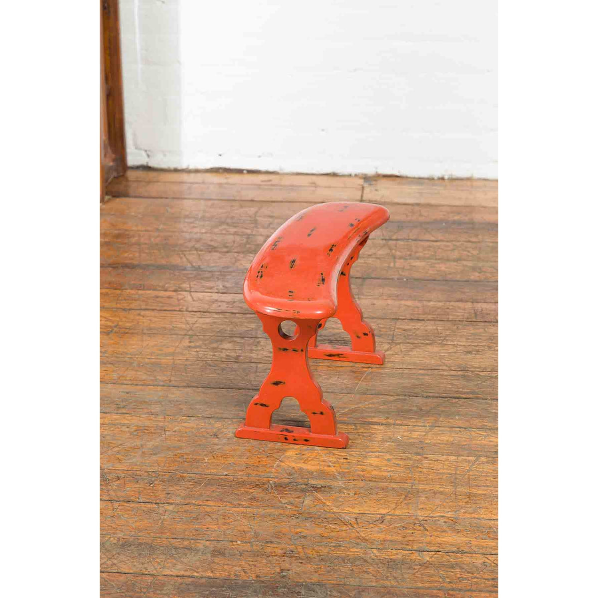 Japanese Taish0 Period Negora Lacquer Arm Stool with Cinnabar Color-10. Asian & Chinese Furniture, Art, Antiques, Vintage Home Décor for sale at FEA Home