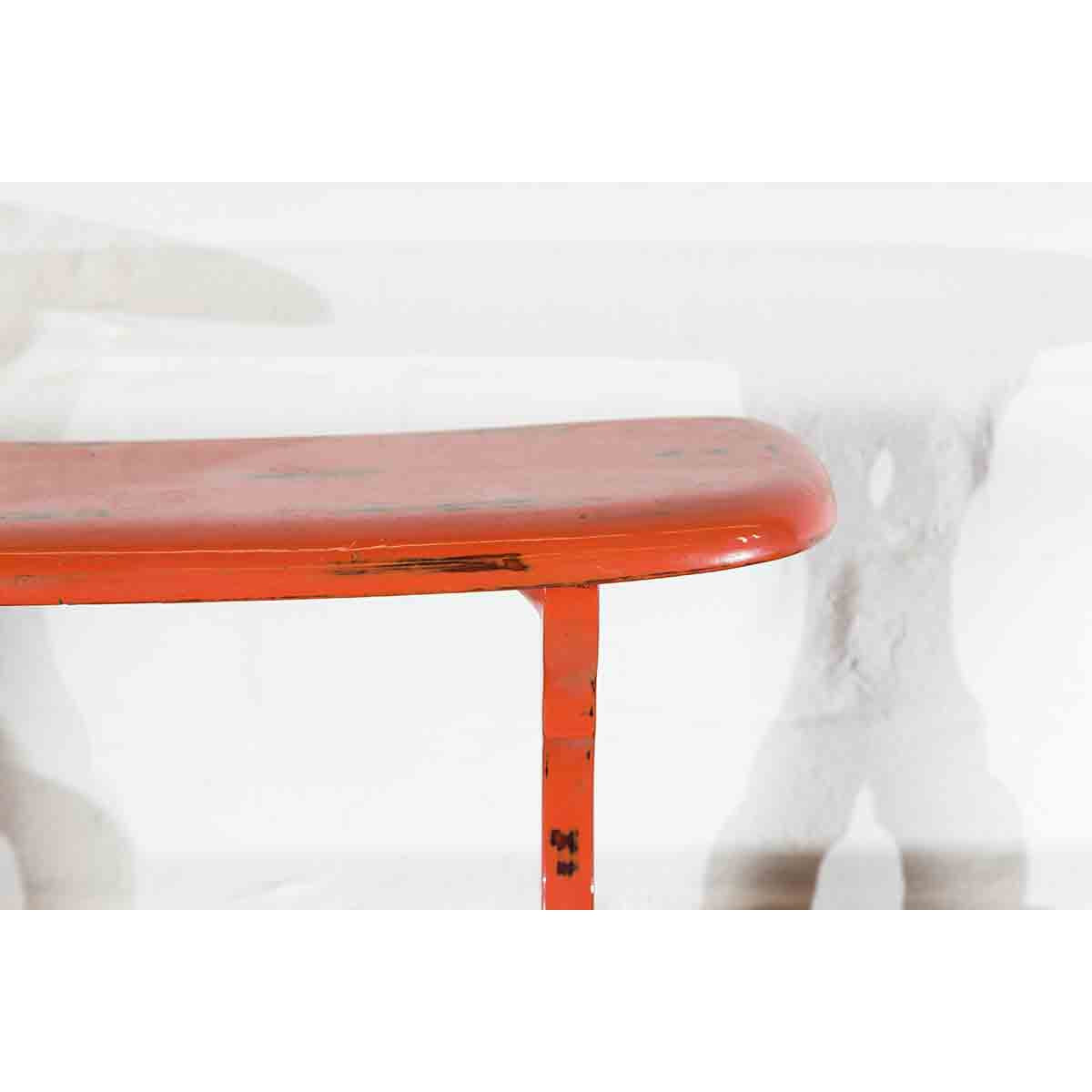 Japanese Taish0 Period Negora Lacquer Arm Stool with Cinnabar Color-4. Asian & Chinese Furniture, Art, Antiques, Vintage Home Décor for sale at FEA Home