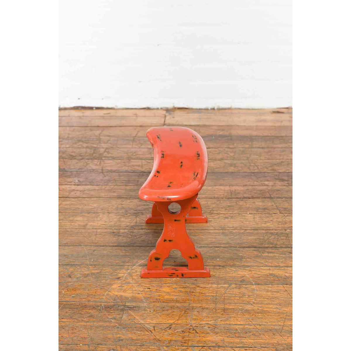Japanese Taish0 Period Negora Lacquer Arm Stool with Cinnabar Color-8. Asian & Chinese Furniture, Art, Antiques, Vintage Home Décor for sale at FEA Home