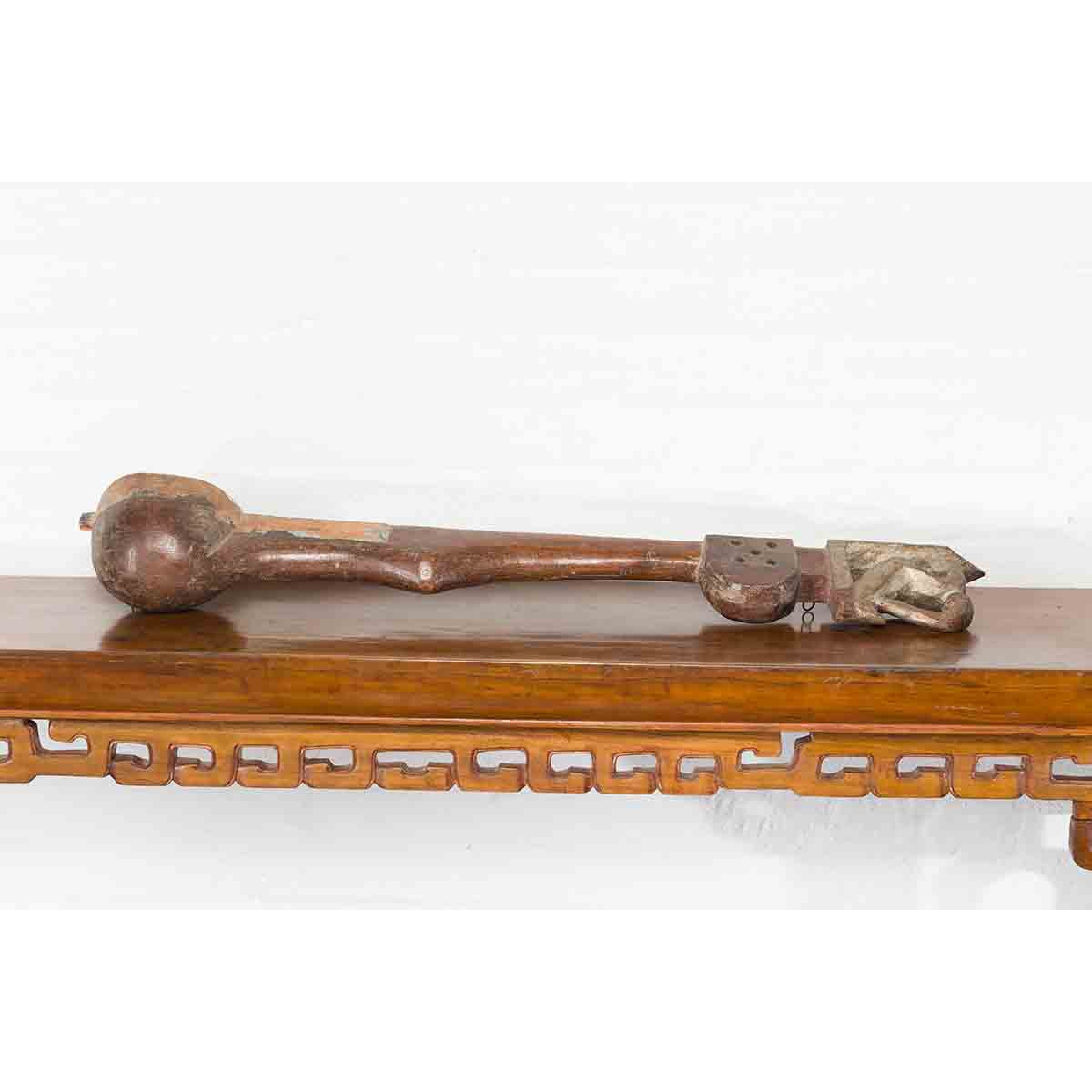 Antique Indian Wooden Hanging Ladle with Rustic Patina and Scrolling Motifs-10. Asian & Chinese Furniture, Art, Antiques, Vintage Home Décor for sale at FEA Home
