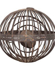 Indian Vintage Spherical Iron Light Fixture with Concentric Rings and Patina-1. Asian & Chinese Furniture, Art, Antiques, Vintage Home Décor for sale at FEA Home