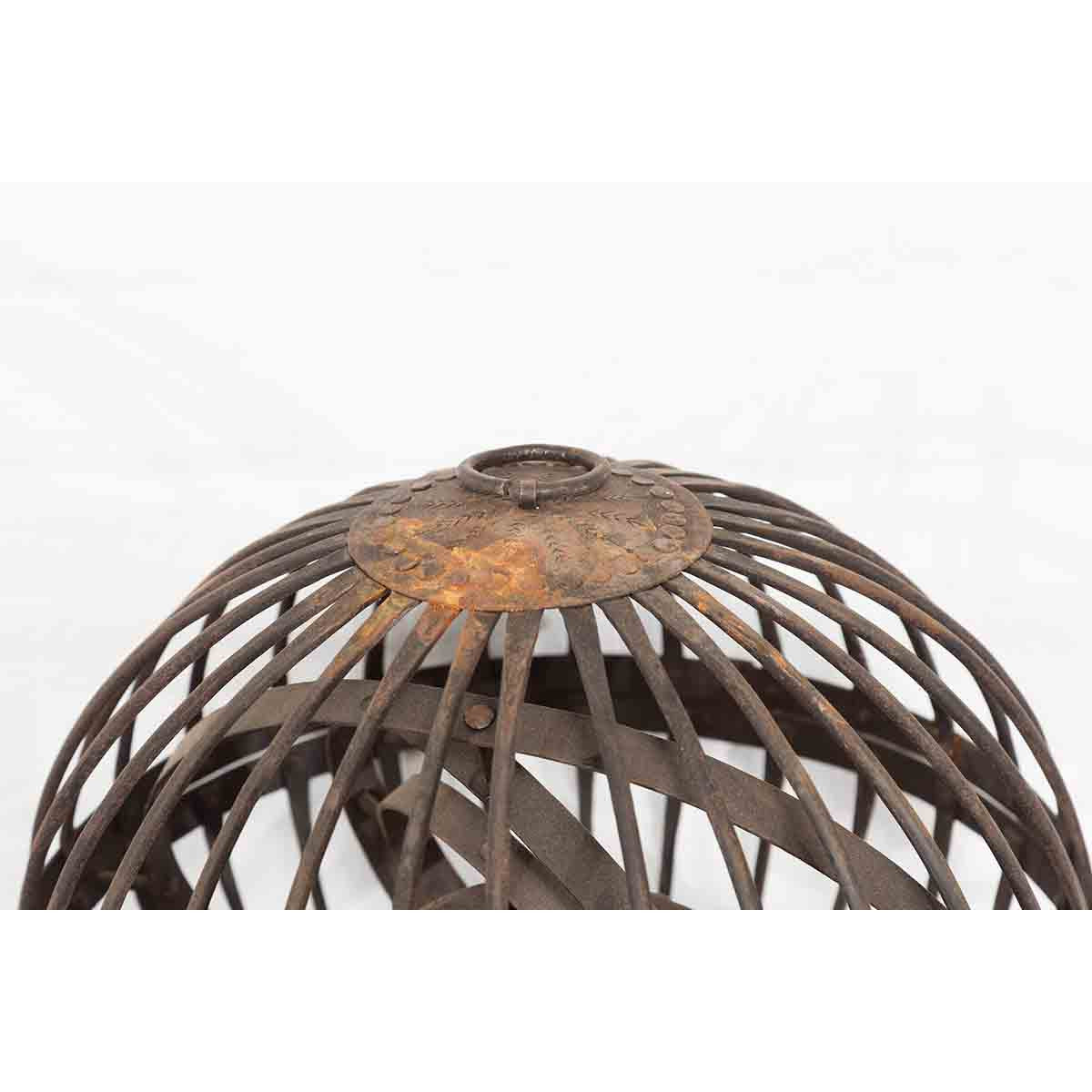 Indian Vintage Spherical Iron Light Fixture with Concentric Rings and Patina-5. Asian & Chinese Furniture, Art, Antiques, Vintage Home Décor for sale at FEA Home