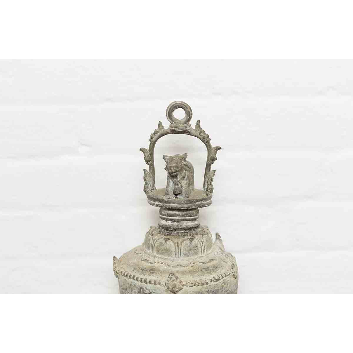 Burmese 19th Century Bronze Ceremonial Bell with Verde Patina and Cow Motif-4. Asian & Chinese Furniture, Art, Antiques, Vintage Home Décor for sale at FEA Home