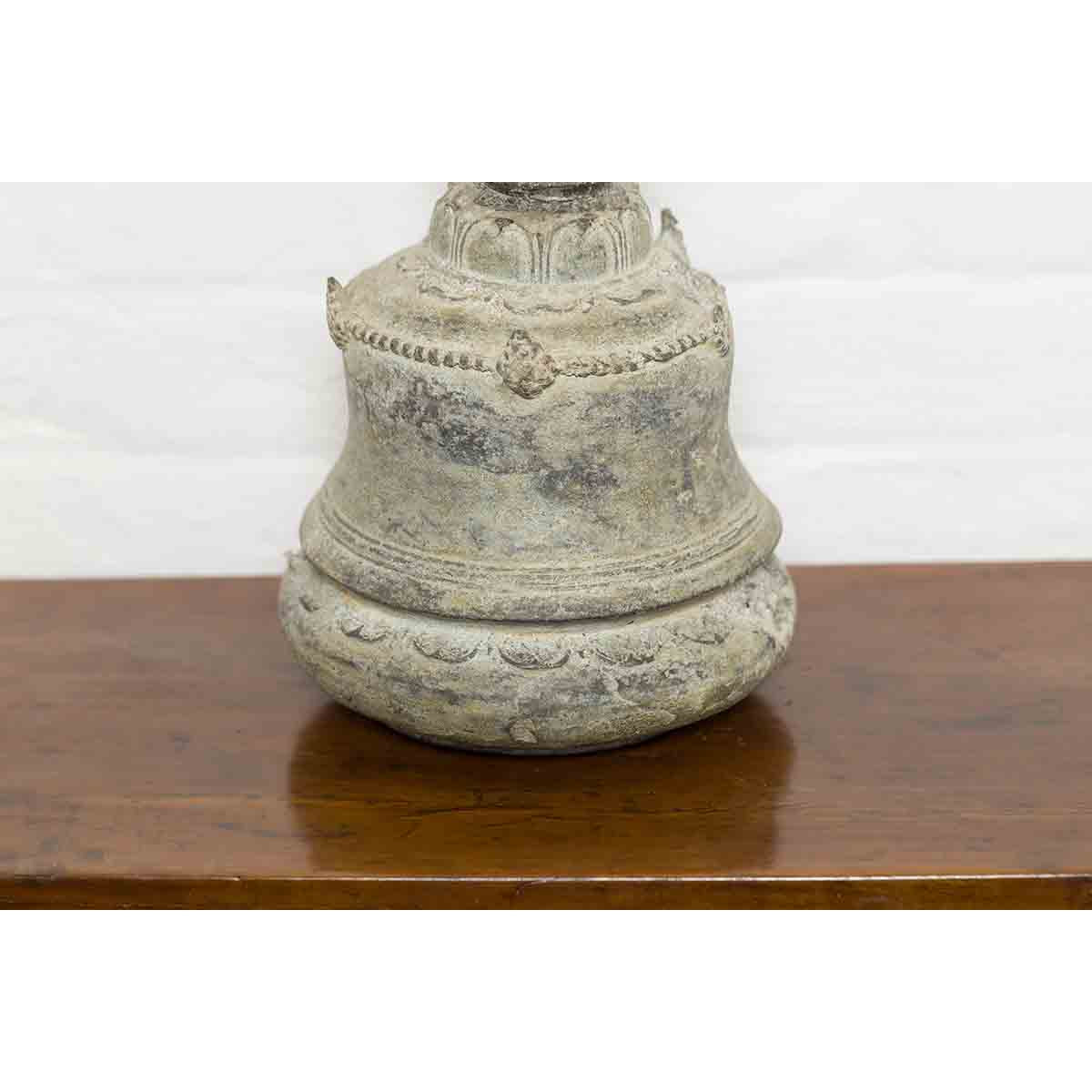 Burmese 19th Century Bronze Ceremonial Bell with Verde Patina and Cow Motif-6. Asian & Chinese Furniture, Art, Antiques, Vintage Home Décor for sale at FEA Home