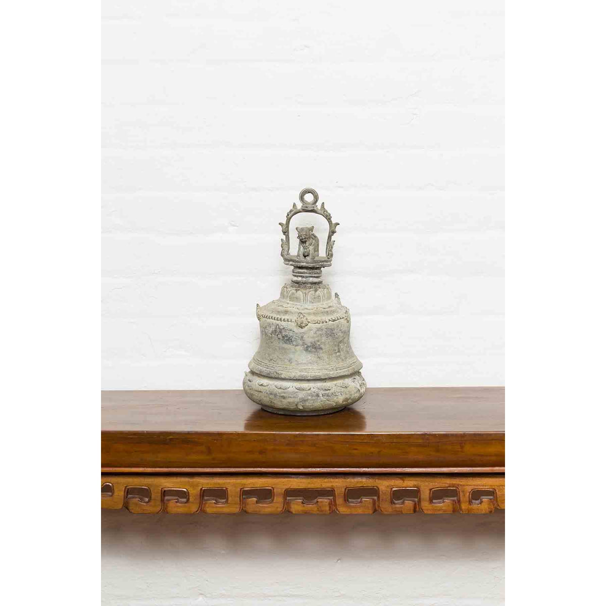 Burmese 19th Century Bronze Ceremonial Bell with Verde Patina and Cow Motif-7. Asian & Chinese Furniture, Art, Antiques, Vintage Home Décor for sale at FEA Home