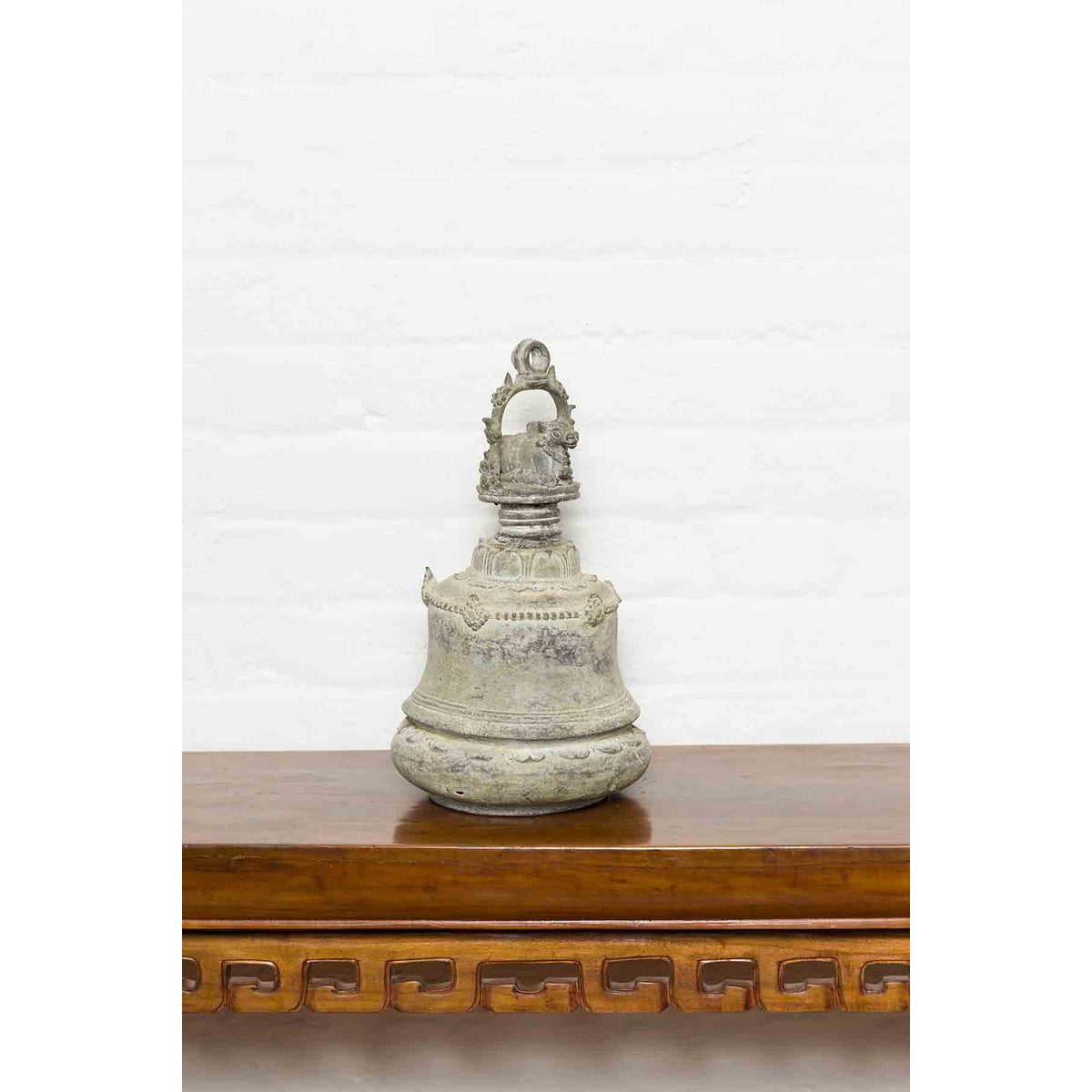 Burmese 19th Century Bronze Ceremonial Bell with Verde Patina and Cow Motif-8. Asian & Chinese Furniture, Art, Antiques, Vintage Home Décor for sale at FEA Home