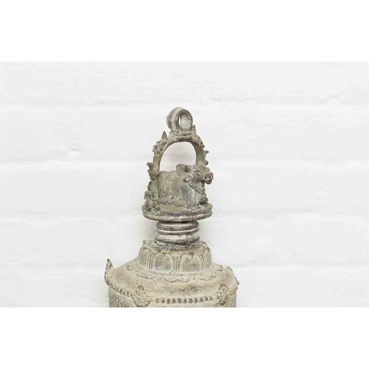 Burmese 19th Century Bronze Ceremonial Bell with Verde Patina and Cow Motif-9. Asian & Chinese Furniture, Art, Antiques, Vintage Home Décor for sale at FEA Home