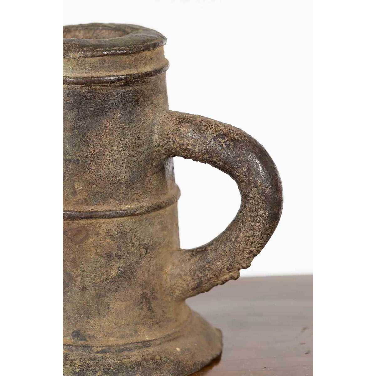 Indian Antique Smelting Pot with Back Handle, Front Spout and Weathered Patina-6. Asian & Chinese Furniture, Art, Antiques, Vintage Home Décor for sale at FEA Home