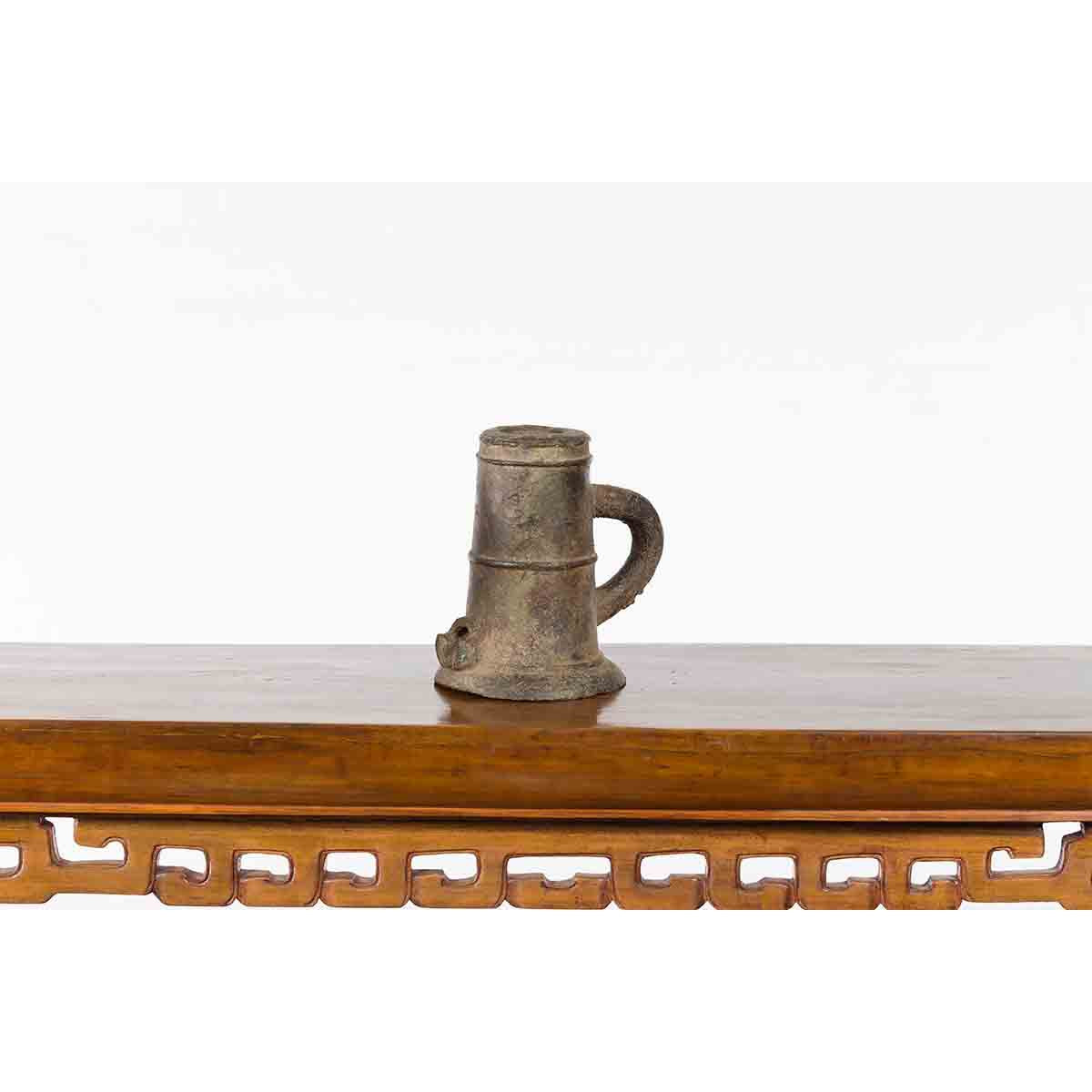 Indian Antique Smelting Pot with Back Handle, Front Spout and Weathered Patina-8. Asian & Chinese Furniture, Art, Antiques, Vintage Home Décor for sale at FEA Home