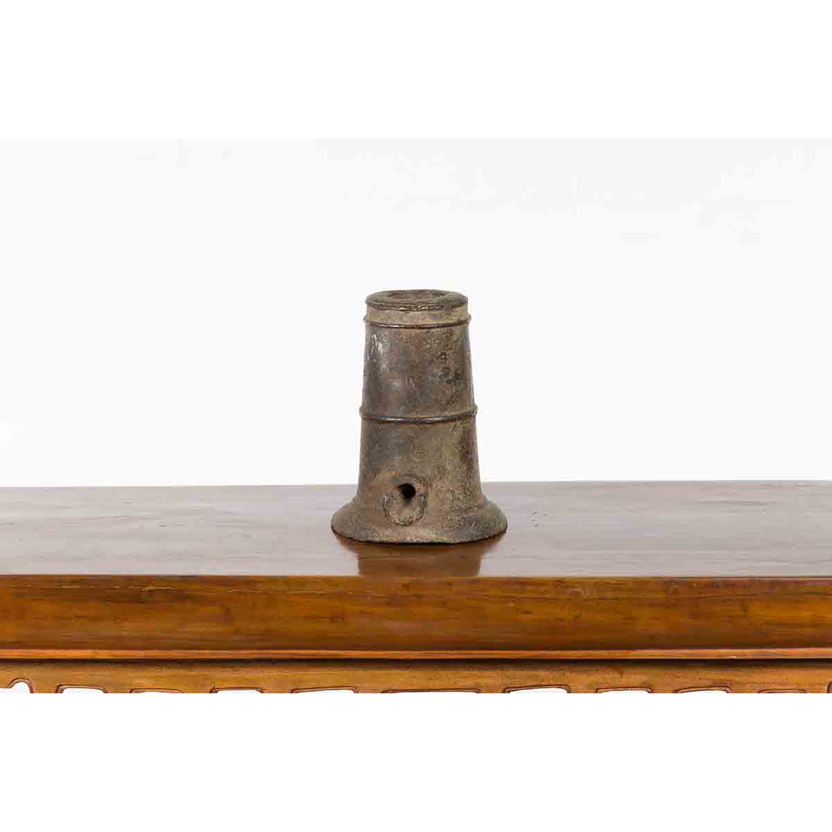 Indian Antique Smelting Pot with Back Handle, Front Spout and Weathered Patina-9. Asian & Chinese Furniture, Art, Antiques, Vintage Home Décor for sale at FEA Home