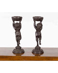 Pair of Bronze Greco-Roman Style Satyr Candle Holders-14. Asian & Chinese Furniture, Art, Antiques, Vintage Home Décor for sale at FEA Home