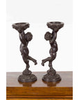 Pair of Bronze Greco-Roman Style Satyr Candle Holders-3. Asian & Chinese Furniture, Art, Antiques, Vintage Home Décor for sale at FEA Home