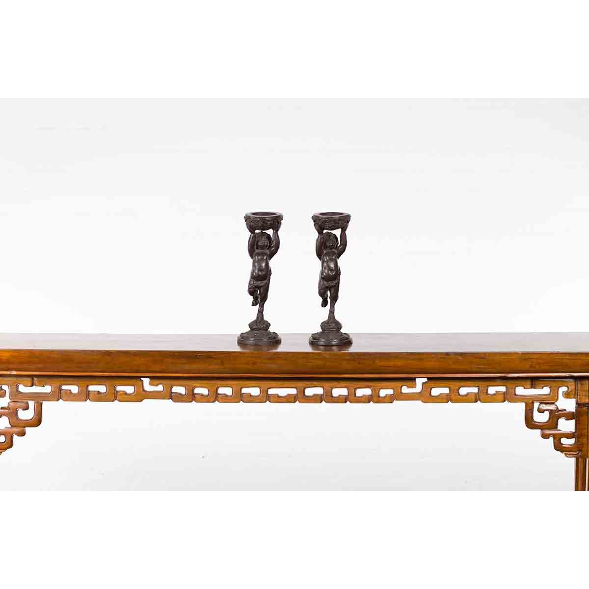 Pair of Bronze Greco-Roman Style Satyr Candle Holders-5. Asian & Chinese Furniture, Art, Antiques, Vintage Home Décor for sale at FEA Home