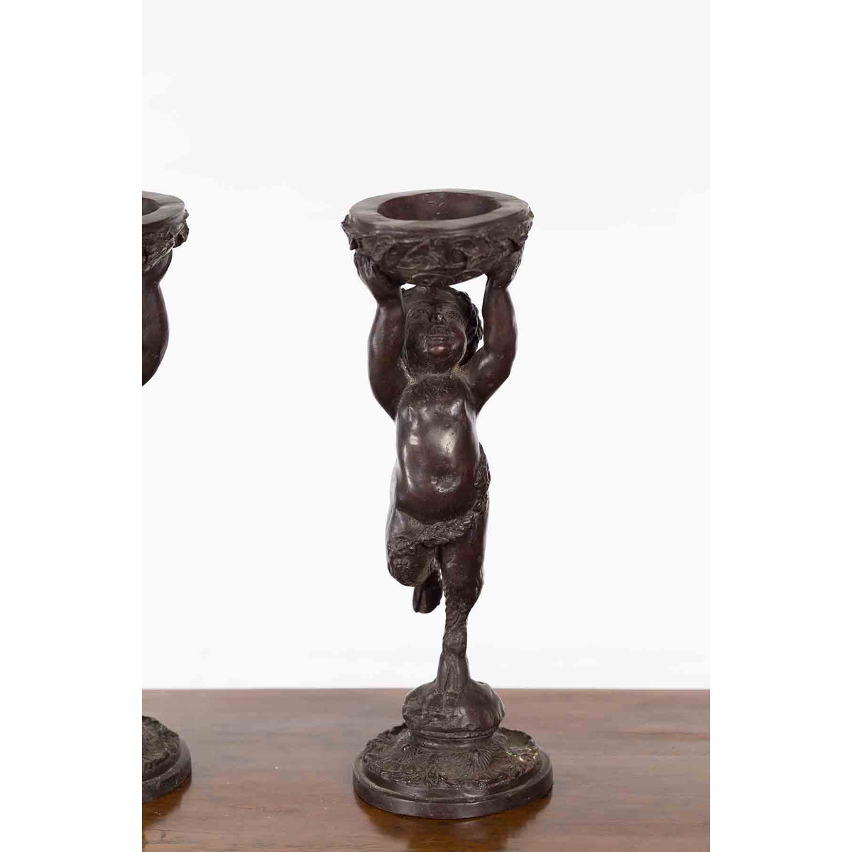 Pair of Bronze Greco-Roman Style Satyr Candle Holders-7. Asian & Chinese Furniture, Art, Antiques, Vintage Home Décor for sale at FEA Home