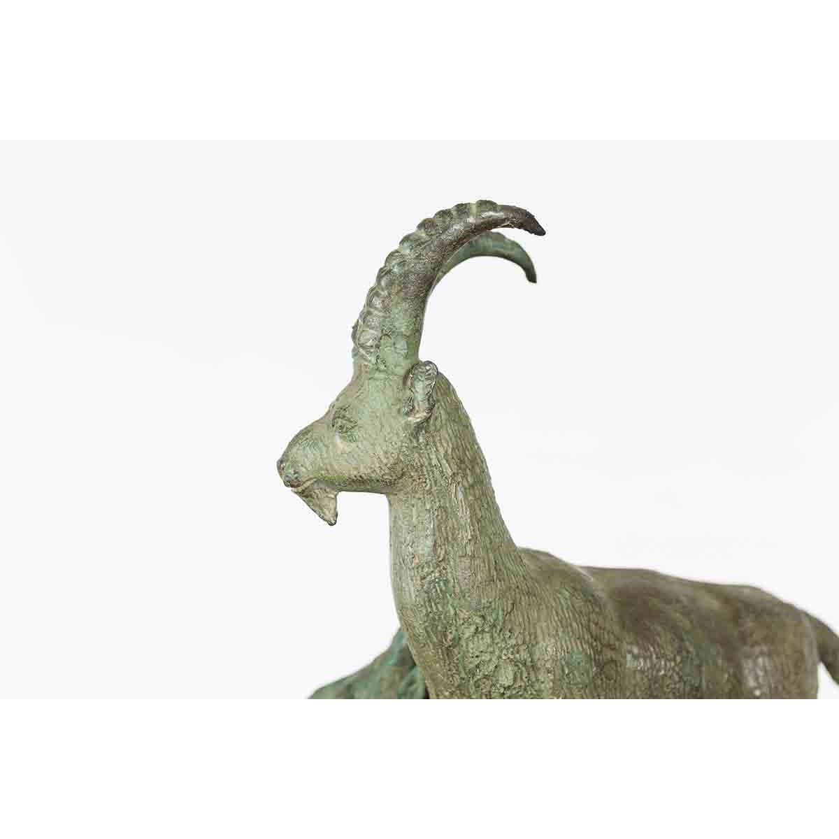 Vintage Lost Wax Cast Bronze Family of Ibex Sculpture with Verde Patina-11. Asian & Chinese Furniture, Art, Antiques, Vintage Home Décor for sale at FEA Home