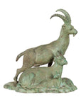 Vintage Lost Wax Cast Bronze Family of Ibex Sculpture with Verde Patina-1. Asian & Chinese Furniture, Art, Antiques, Vintage Home Décor for sale at FEA Home