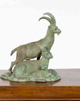 Vintage Lost Wax Cast Bronze Family of Ibex Sculpture with Verde Patina-2. Asian & Chinese Furniture, Art, Antiques, Vintage Home Décor for sale at FEA Home