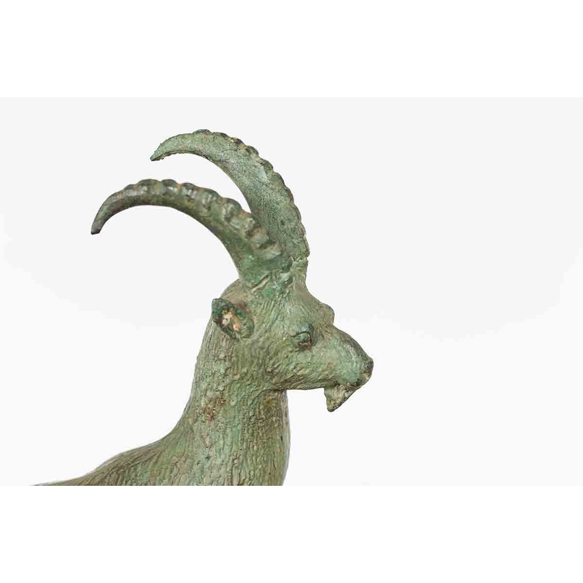 Vintage Lost Wax Cast Bronze Family of Ibex Sculpture with Verde Patina-5. Asian & Chinese Furniture, Art, Antiques, Vintage Home Décor for sale at FEA Home