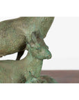 Vintage Lost Wax Cast Bronze Family of Ibex Sculpture with Verde Patina-6. Asian & Chinese Furniture, Art, Antiques, Vintage Home Décor for sale at FEA Home