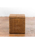 Vintage Burmese Hand-Woven Rattan over Wood Basket Hamper with Pierced Handles-12. Asian & Chinese Furniture, Art, Antiques, Vintage Home Décor for sale at FEA Home
