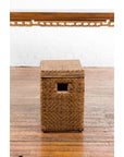 Vintage Burmese Hand-Woven Rattan over Wood Basket Hamper with Pierced Handles-13. Asian & Chinese Furniture, Art, Antiques, Vintage Home Décor for sale at FEA Home