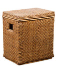 Vintage Burmese Hand-Woven Rattan over Wood Basket Hamper with Pierced Handles-1. Asian & Chinese Furniture, Art, Antiques, Vintage Home Décor for sale at FEA Home