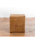Vintage Burmese Hand-Woven Rattan over Wood Basket Hamper with Pierced Handles-4. Asian & Chinese Furniture, Art, Antiques, Vintage Home Décor for sale at FEA Home