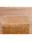 Vintage Burmese Hand-Woven Rattan over Wood Basket Hamper with Pierced Handles-5. Asian & Chinese Furniture, Art, Antiques, Vintage Home Décor for sale at FEA Home