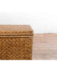 Vintage Burmese Hand-Woven Rattan over Wood Basket Hamper with Pierced Handles-7. Asian & Chinese Furniture, Art, Antiques, Vintage Home Décor for sale at FEA Home