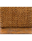 Vintage Burmese Hand-Woven Rattan over Wood Basket Hamper with Pierced Handles-8. Asian & Chinese Furniture, Art, Antiques, Vintage Home Décor for sale at FEA Home