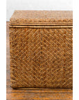 Vintage Burmese Hand-Woven Rattan over Wood Basket Hamper with Pierced Handles-9. Asian & Chinese Furniture, Art, Antiques, Vintage Home Décor for sale at FEA Home