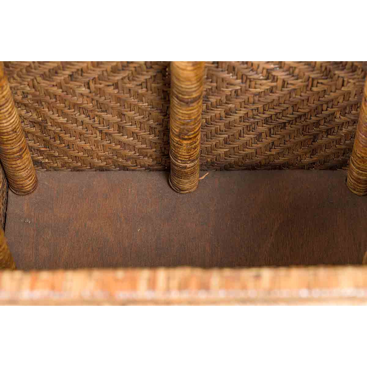 Vintage Burmese Hand-Woven Rattan over Wood Basket Hamper with Pierced Handles-10. Asian & Chinese Furniture, Art, Antiques, Vintage Home Décor for sale at FEA Home