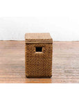 Vintage Burmese Hand-Woven Rattan over Wood Basket Hamper with Pierced Handles-11. Asian & Chinese Furniture, Art, Antiques, Vintage Home Décor for sale at FEA Home