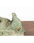 Contemporary Lost Wax Cast Bronze Sea Lion Sculpted Group with Verde Patina-6. Asian & Chinese Furniture, Art, Antiques, Vintage Home Décor for sale at FEA Home