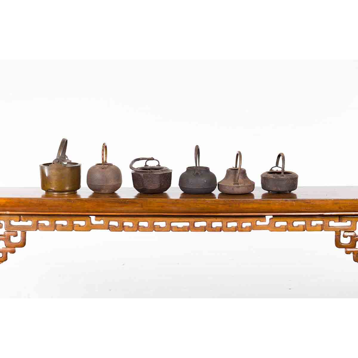 Japanese Meiji Period Late 19th Century Bronze Teapots with Weathered Patina-12. Asian & Chinese Furniture, Art, Antiques, Vintage Home Décor for sale at FEA Home