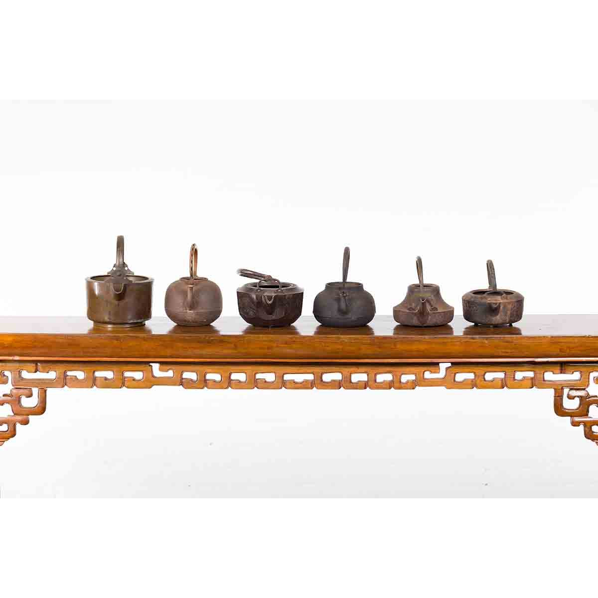 Japanese Meiji Period Late 19th Century Bronze Teapots with Weathered Patina-14. Asian & Chinese Furniture, Art, Antiques, Vintage Home Décor for sale at FEA Home