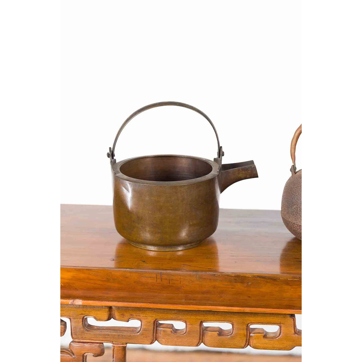 Japanese Meiji Period Late 19th Century Bronze Teapots with Weathered Patina-6. Asian & Chinese Furniture, Art, Antiques, Vintage Home Décor for sale at FEA Home