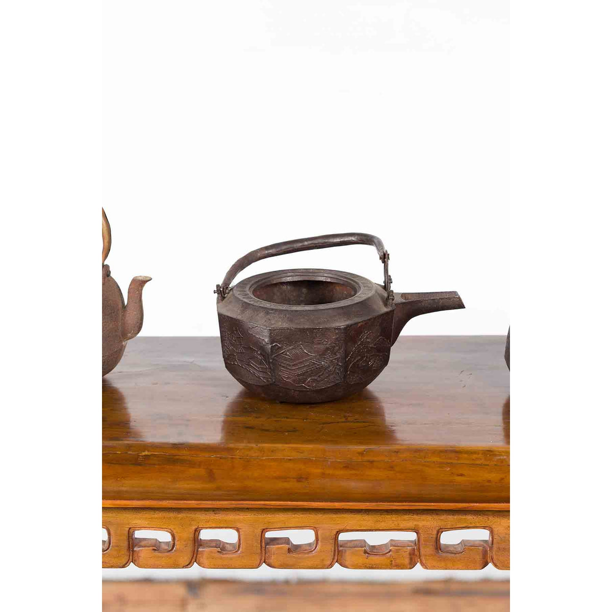 Japanese Meiji Period Late 19th Century Bronze Teapots with Weathered Patina-8. Asian & Chinese Furniture, Art, Antiques, Vintage Home Décor for sale at FEA Home