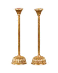 Pair of Japanese Hinamatsuri Gold Lacquered Candleholders with Lotus Bobèches-1. Asian & Chinese Furniture, Art, Antiques, Vintage Home Décor for sale at FEA Home