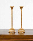 Pair of Japanese Hinamatsuri Gold Lacquered Candleholders with Lotus Bobèches-2. Asian & Chinese Furniture, Art, Antiques, Vintage Home Décor for sale at FEA Home