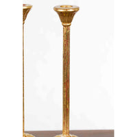 Pair of Japanese Hinamatsuri Gold Lacquered Candleholders with Lotus Bobèches