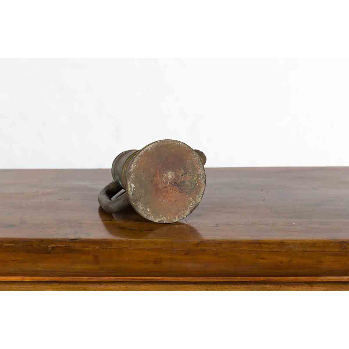 Indian Antique Smelting Pot with Back Handle, Front Spout and Weathered Patina-12. Asian & Chinese Furniture, Art, Antiques, Vintage Home Décor for sale at FEA Home