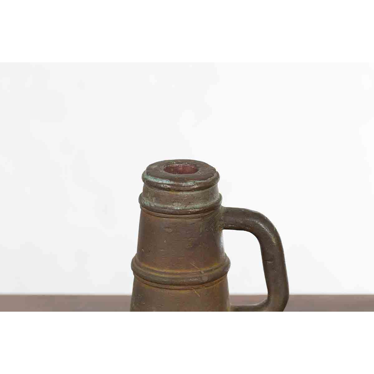 Indian Antique Smelting Pot with Back Handle, Front Spout and Weathered Patina-5. Asian & Chinese Furniture, Art, Antiques, Vintage Home Décor for sale at FEA Home