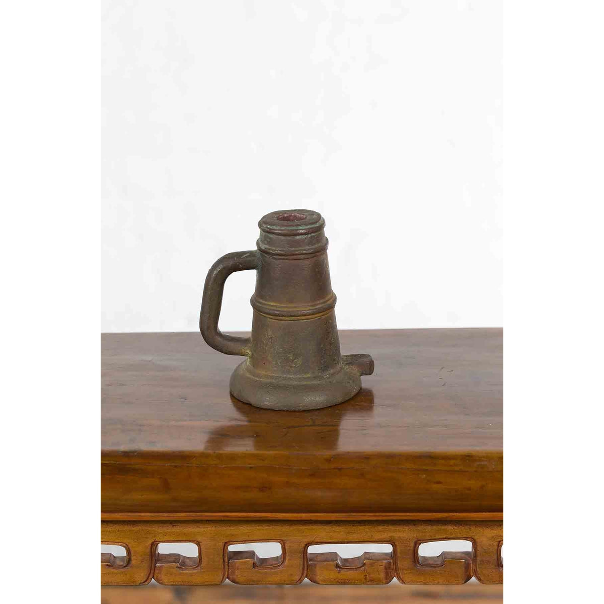 Indian Antique Smelting Pot with Back Handle, Front Spout and Weathered Patina-10. Asian & Chinese Furniture, Art, Antiques, Vintage Home Décor for sale at FEA Home