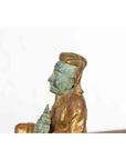 Petite Thai Verde and Gilded Statuette of a Seated Monk Holding a Conch Shell-11. Asian & Chinese Furniture, Art, Antiques, Vintage Home Décor for sale at FEA Home