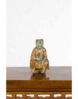 Petite Thai Verde and Gilded Statuette of a Seated Monk Holding a Conch Shell-3. Asian & Chinese Furniture, Art, Antiques, Vintage Home Décor for sale at FEA Home