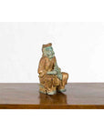 Petite Thai Verde and Gilded Statuette of a Seated Monk Holding a Conch Shell-7. Asian & Chinese Furniture, Art, Antiques, Vintage Home Décor for sale at FEA Home
